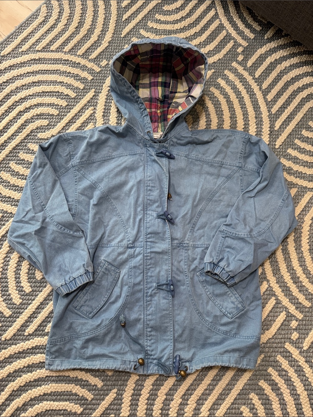 Vintage Braefair Plaid Lined Denim Hooded Jacket Medium